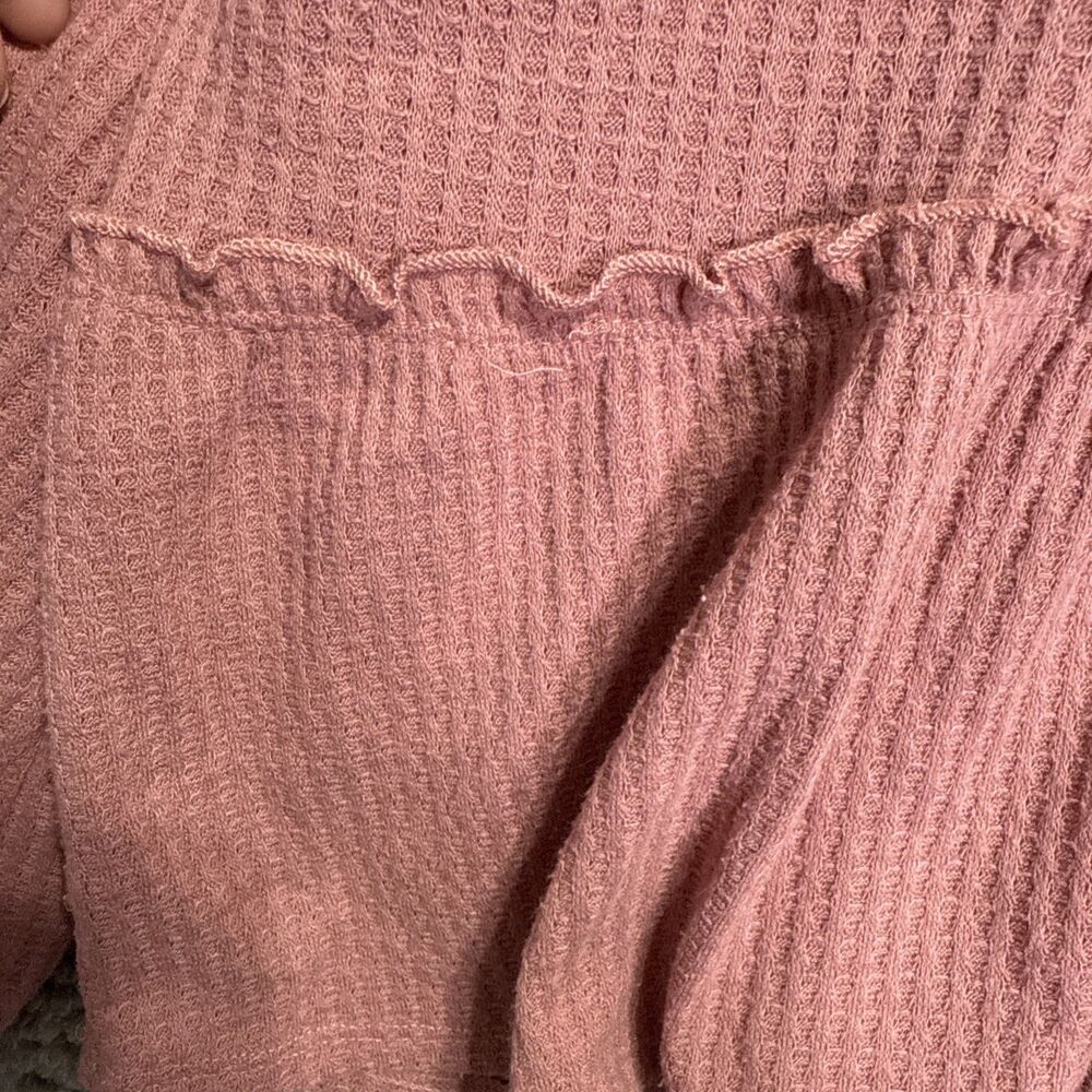 Sadie & Sage Women’s Waffle Knit Boxy Peplum Blouse Top Medium Pink - Picture 2 of 14